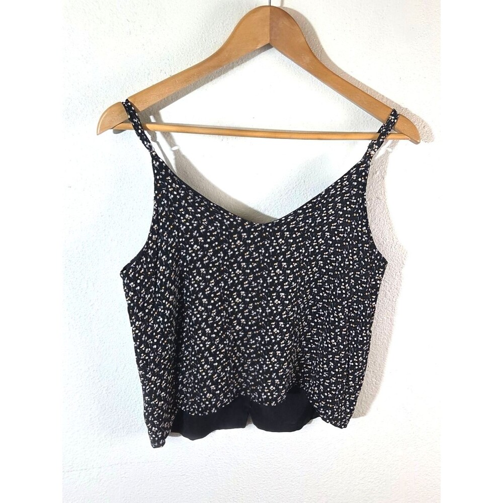 Madewell Women's Size 6 Black Floral Cami Tank Top Lined Viscose Boho - Picture 4 of 11